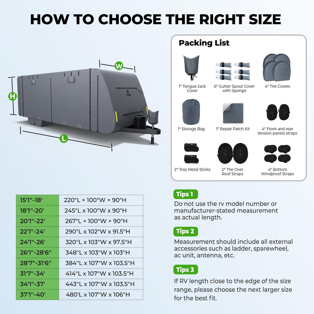 20-22FT Heavy Duty 9 Layers Travel Trailer Cover C7943