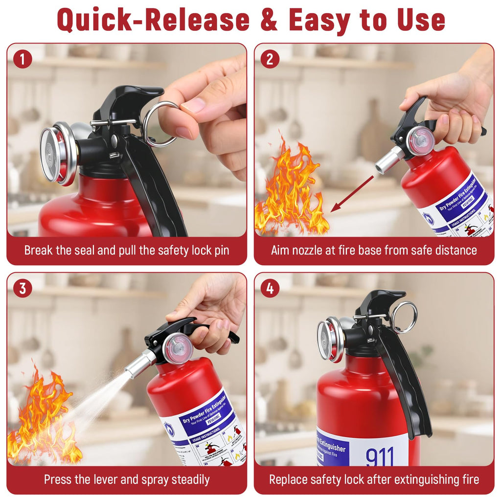 2 Pack 2.5LB ABC Dry Powder Fire Extinguisher Y126466