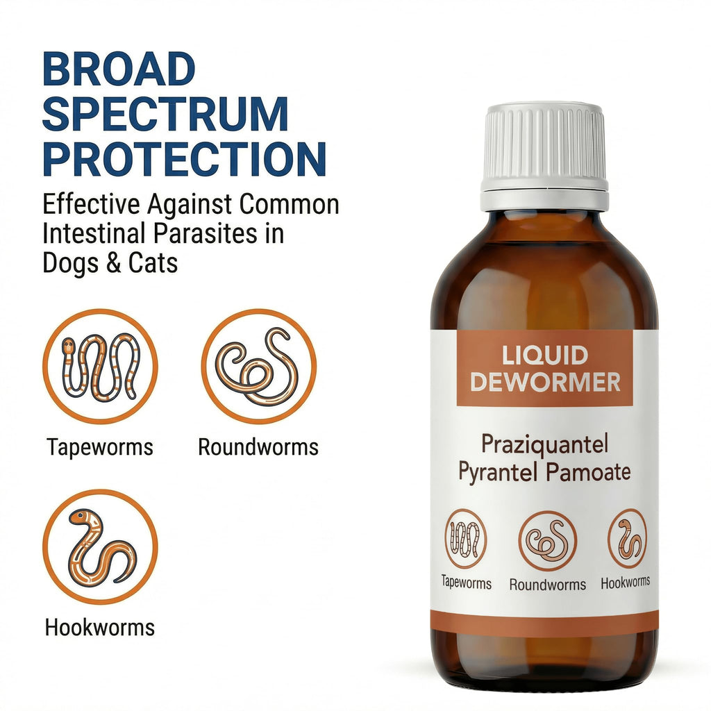 Praziquantel & Pyrantel Liquid Dewormer for Dog and Cat 3.4 fl oz H7892