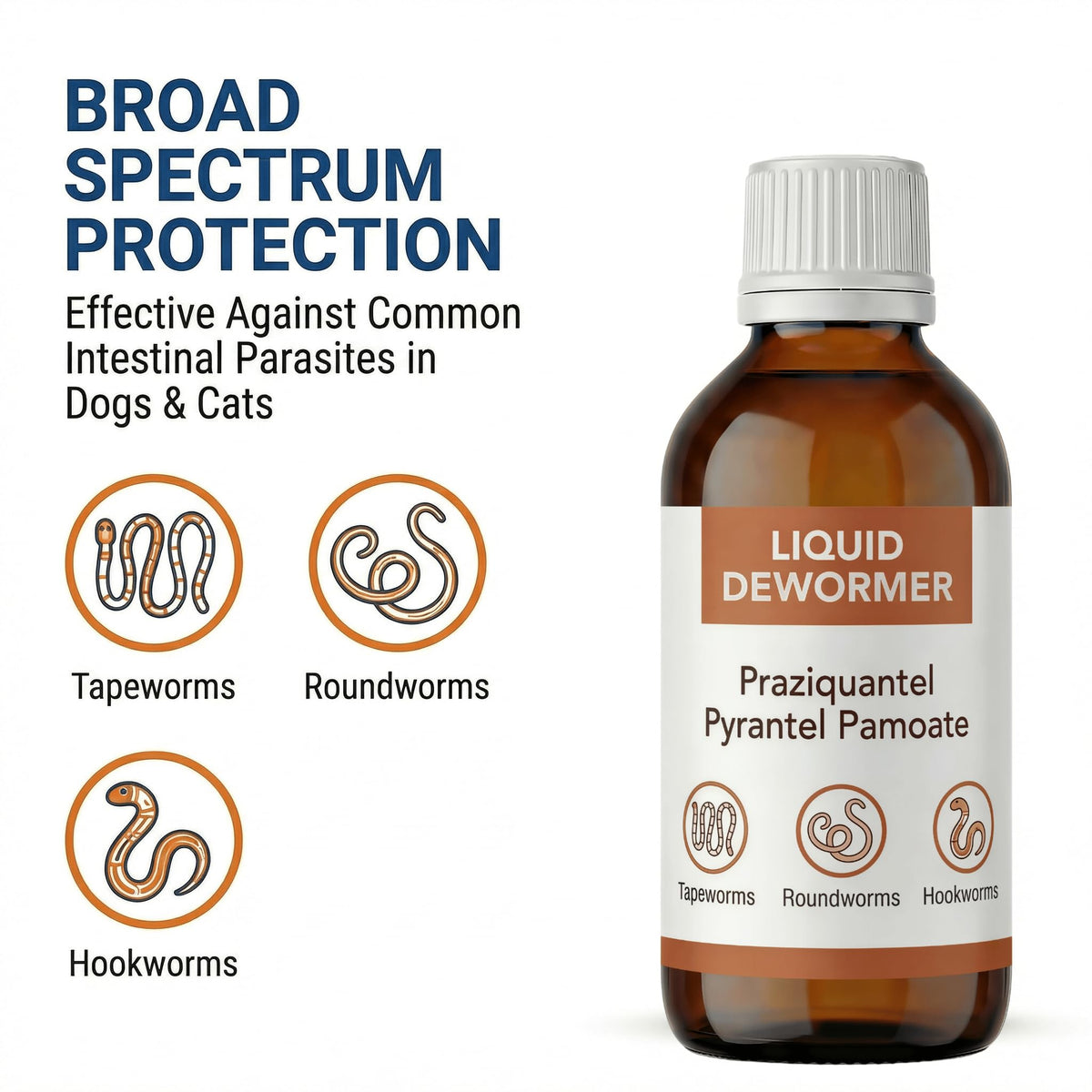 Praziquantel & Pyrantel Liquid Dewormer for Dog and Cat 3.4 fl oz H7892