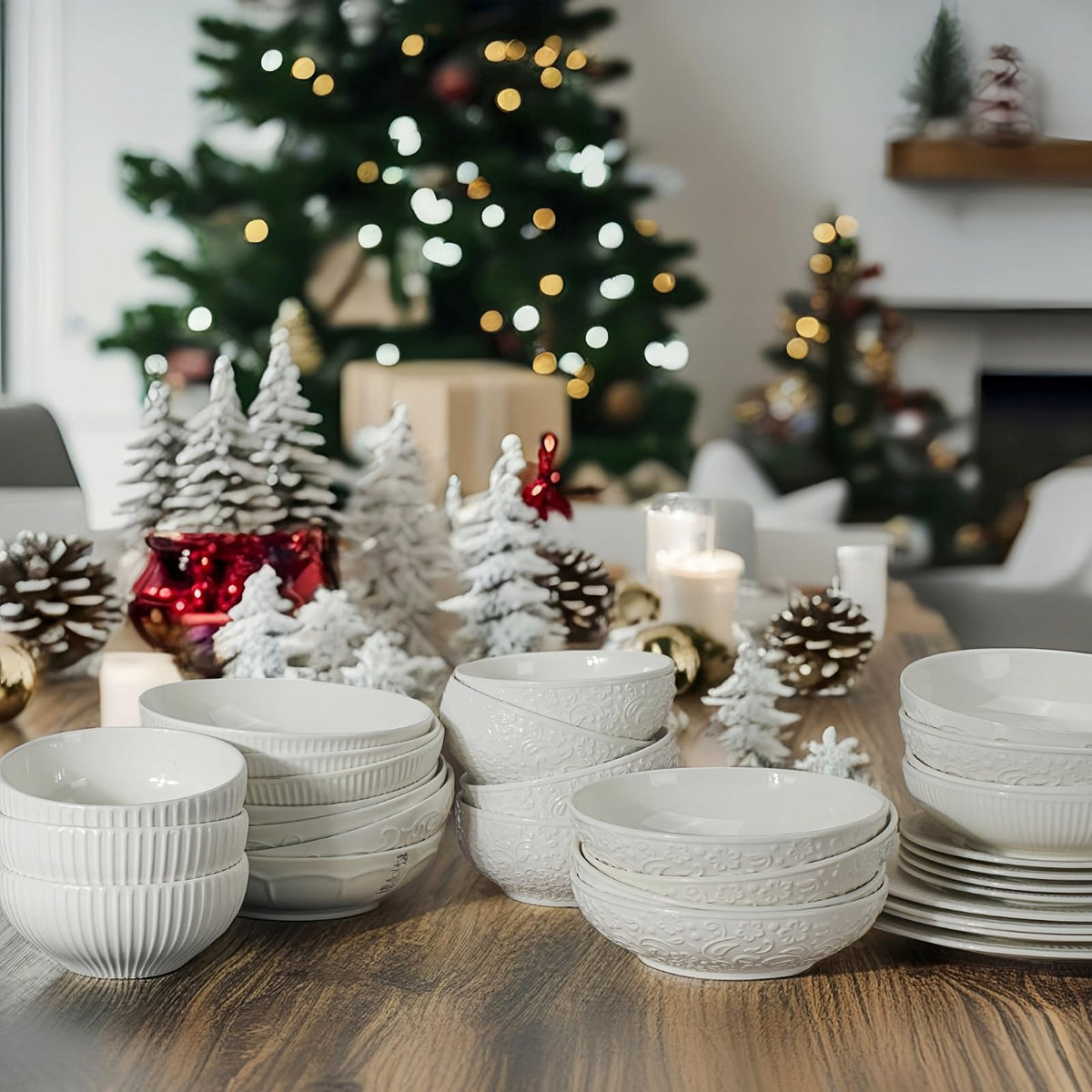 White 26 oz Ceramic Soup Bowls Set of 4 T1507
