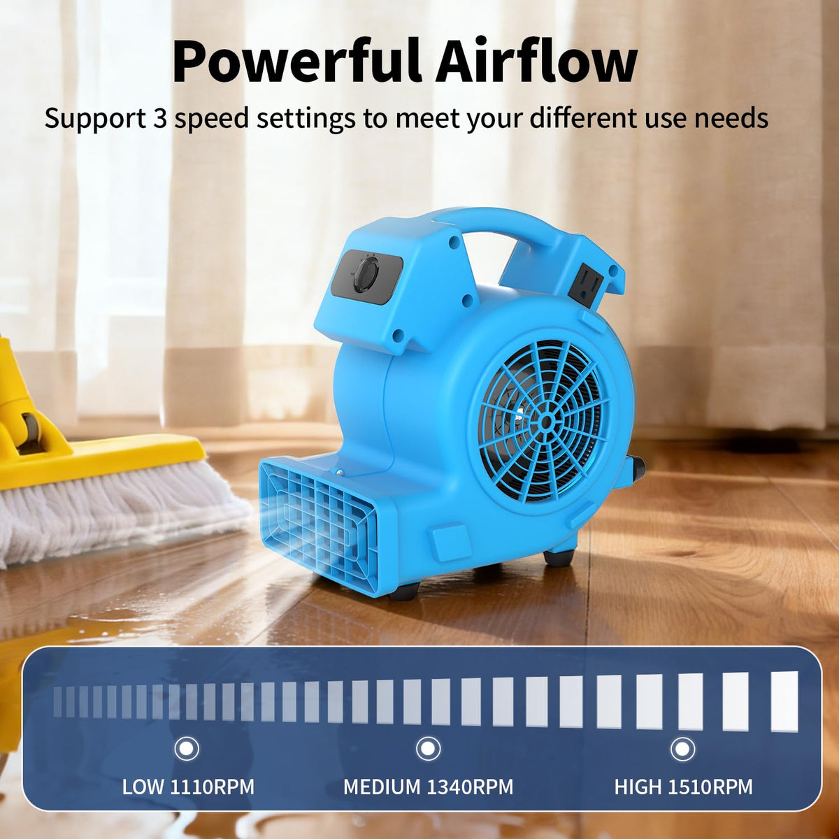600 CFM Portable Air Mover Blower Fan with 3 Speeds F984