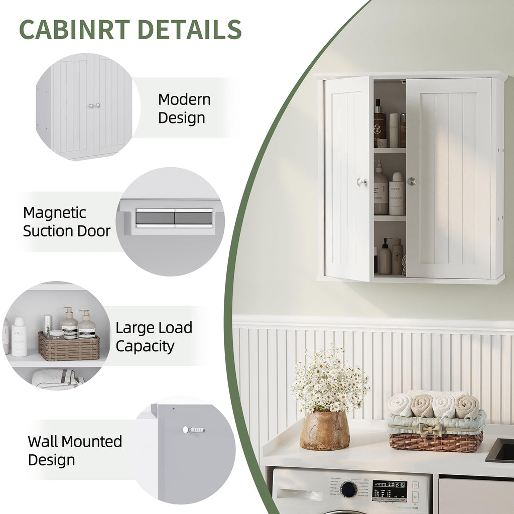 White Wall Mount Bathroom Cabinet with 2 Doors S97715