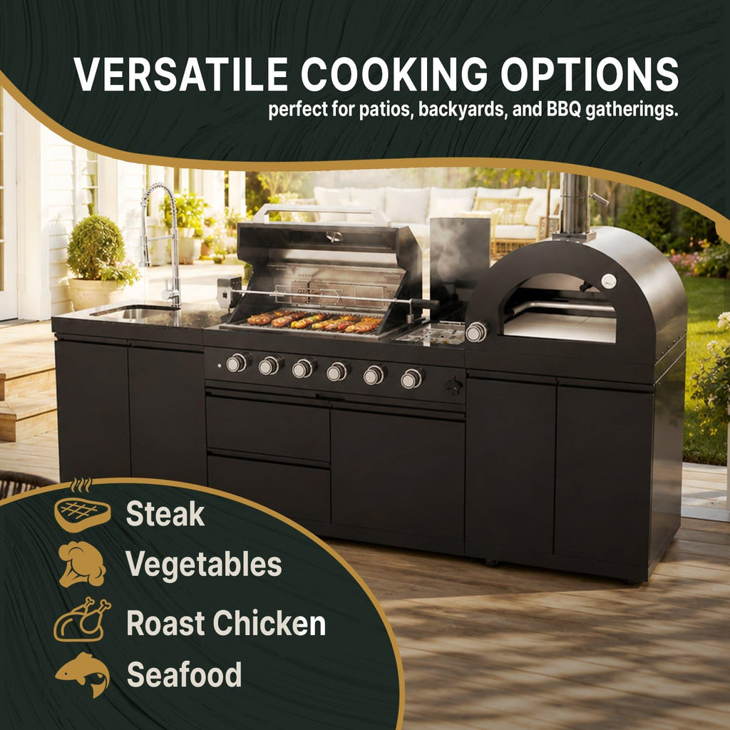 106" Propane BBQ Grill with Pizza Oven A87748