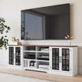 White Black TV Stand with 2 Cabinets and 3-Tier Shelves E837