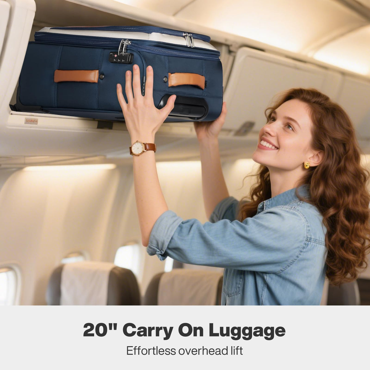 20 Inch Expandable Softside Carry On Luggage with Front Pocket P243