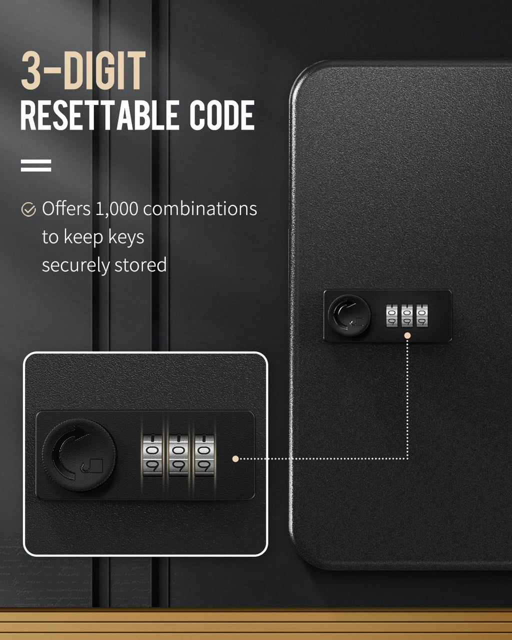 Black Steel Key Cabinet with Combination Lock B914