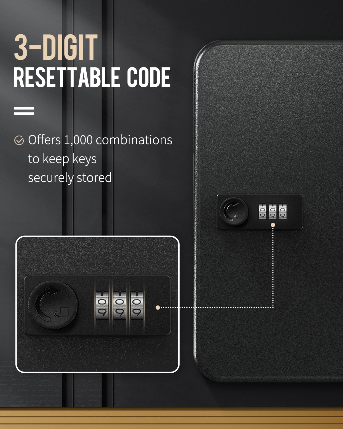 Black Steel Key Cabinet with Combination Lock B914