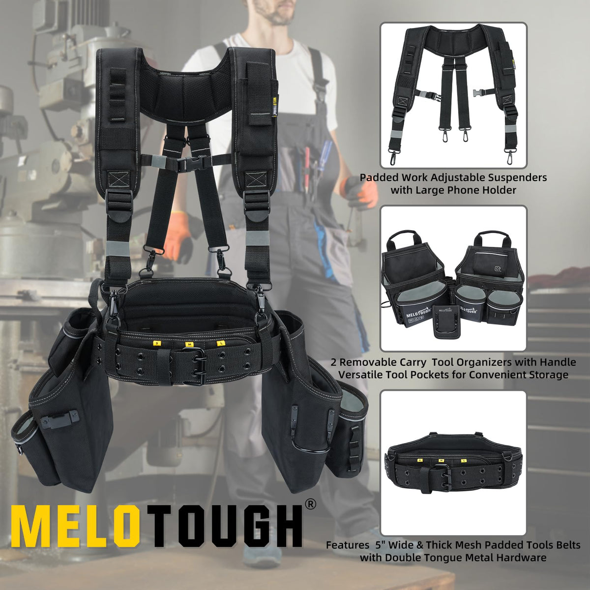 Tool Belt with Suspenders 32 Pockets 34"-48" Waist N734