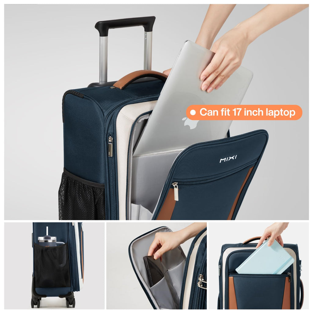 20 Inch Expandable Softside Carry On Luggage with Front Pocket P243