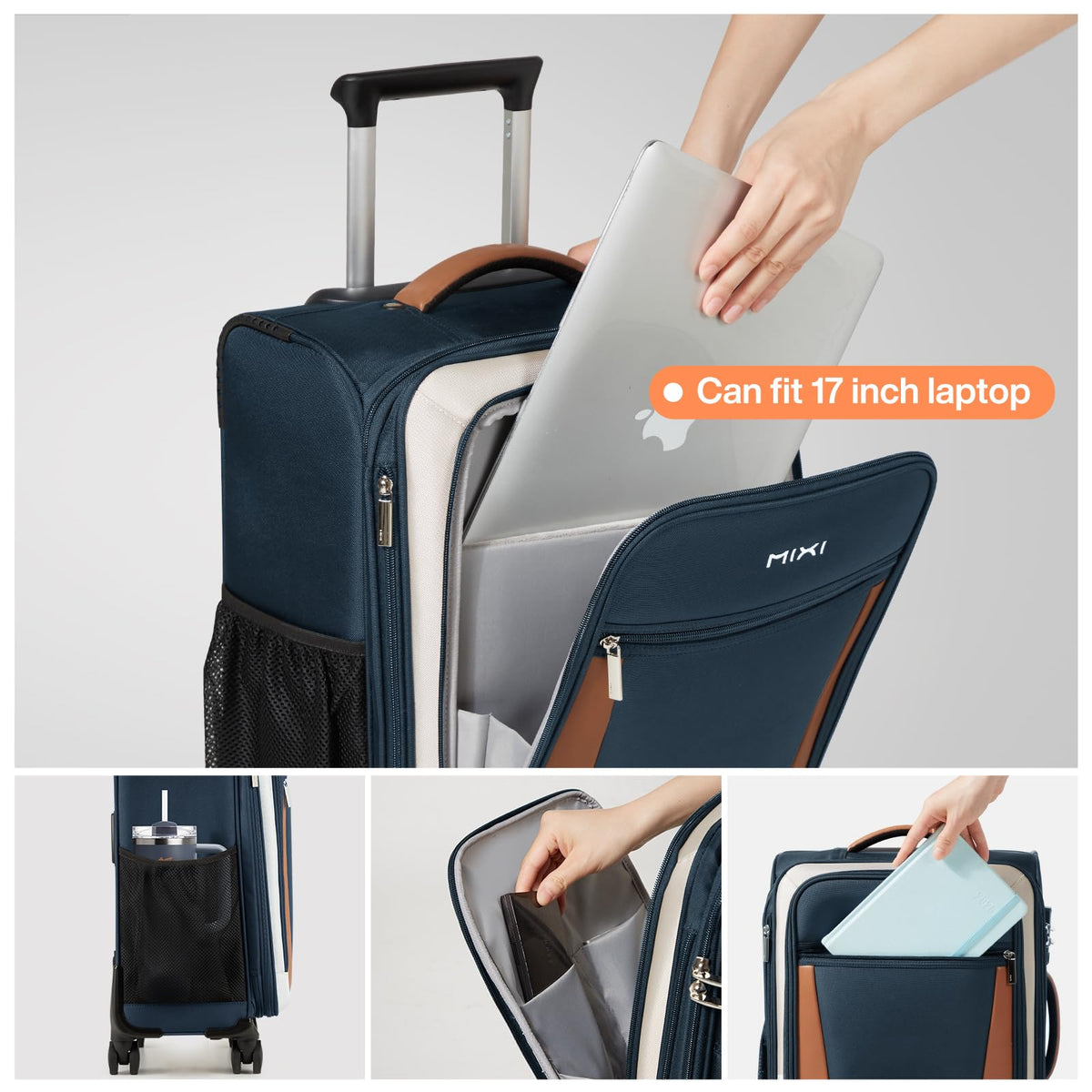 20 Inch Expandable Softside Carry On Luggage with Front Pocket P243