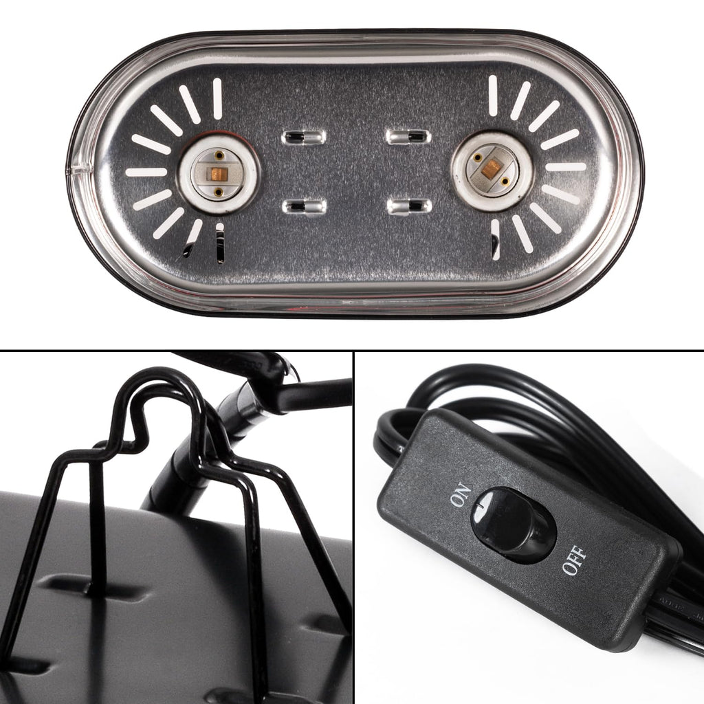Dual Reptile Light Fixture & 100W Basking Spot Light with 26W UVA UVB Bulb Combo Pack I58502