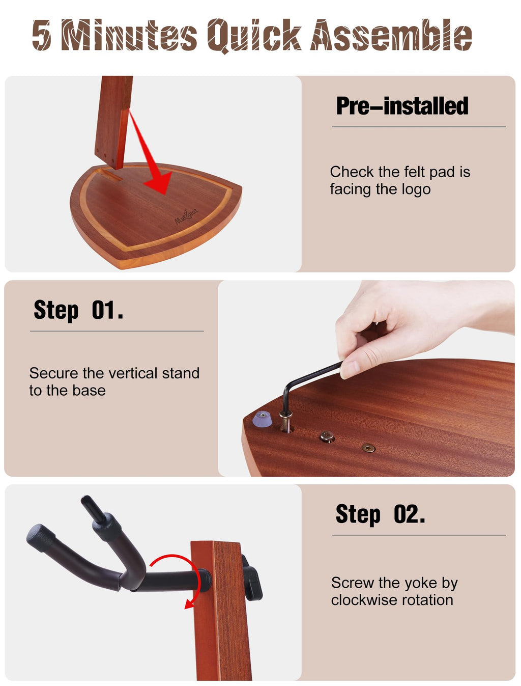 Mahogany Wood Cello Stand with Bow Holder V780