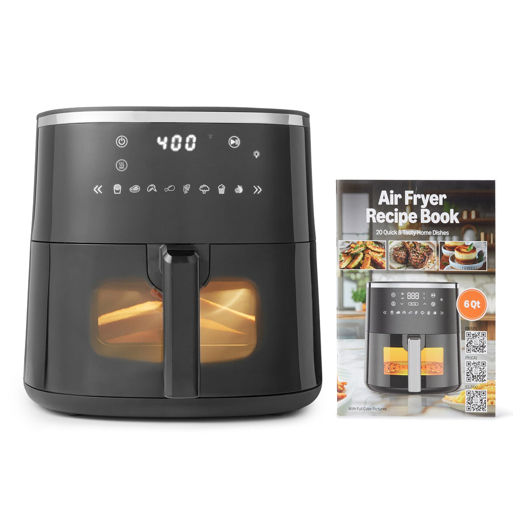 6-Quart Digital Air Fryer with Easy View Window, Black Y77747