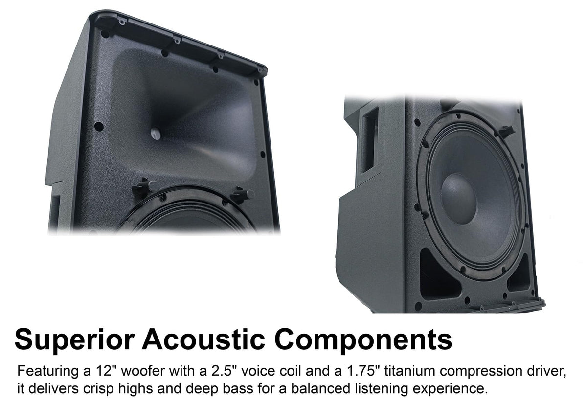 12" Powered DJ PA Speaker 2-Pack Q4842