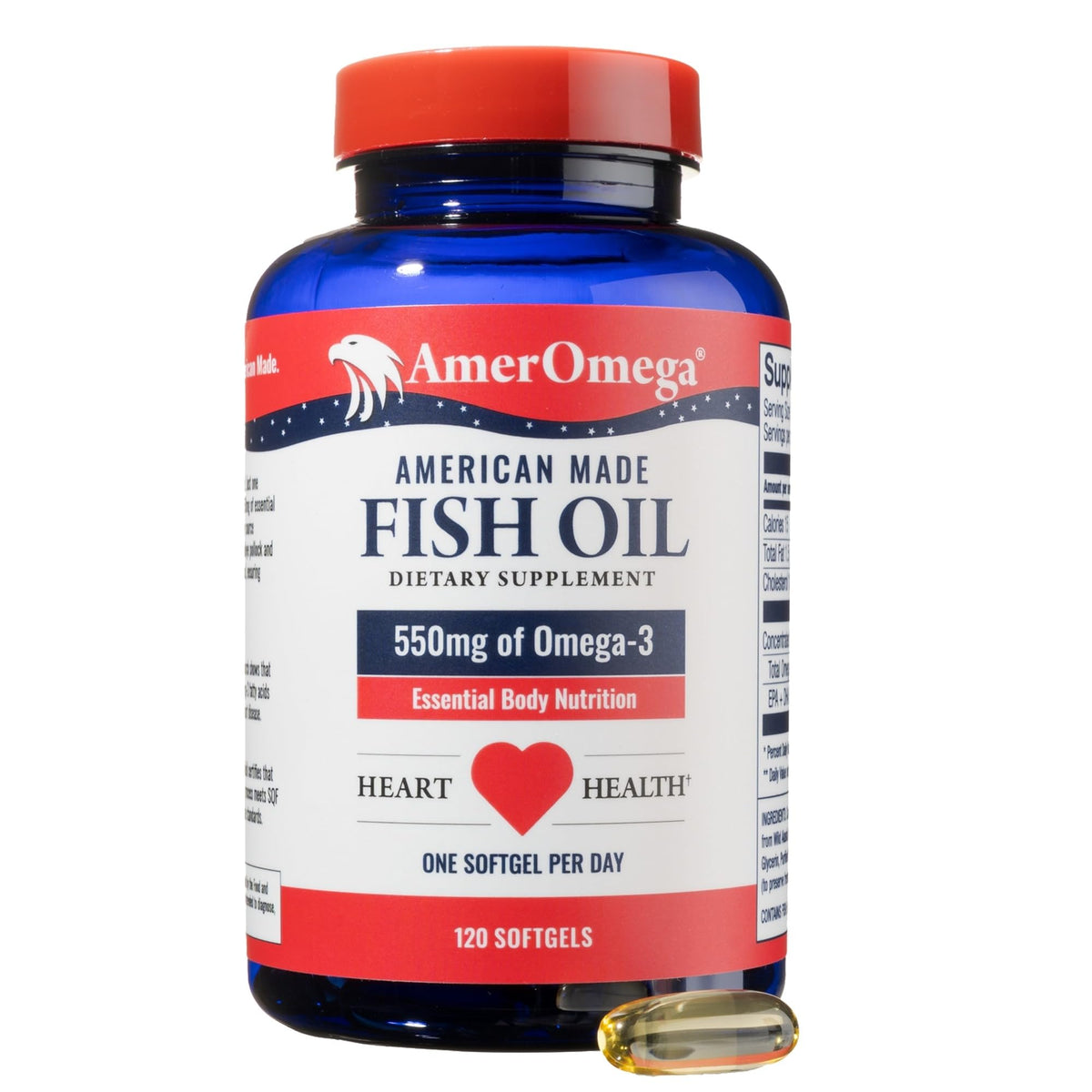 Omega-3 Fish Oil 550mg 120 Servings Wild Caught Alaska Pollock Triglyceride Form X7430