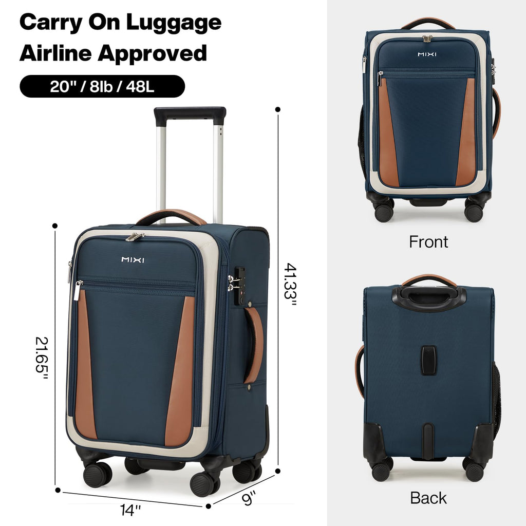 20 Inch Expandable Softside Carry On Luggage with Front Pocket P243