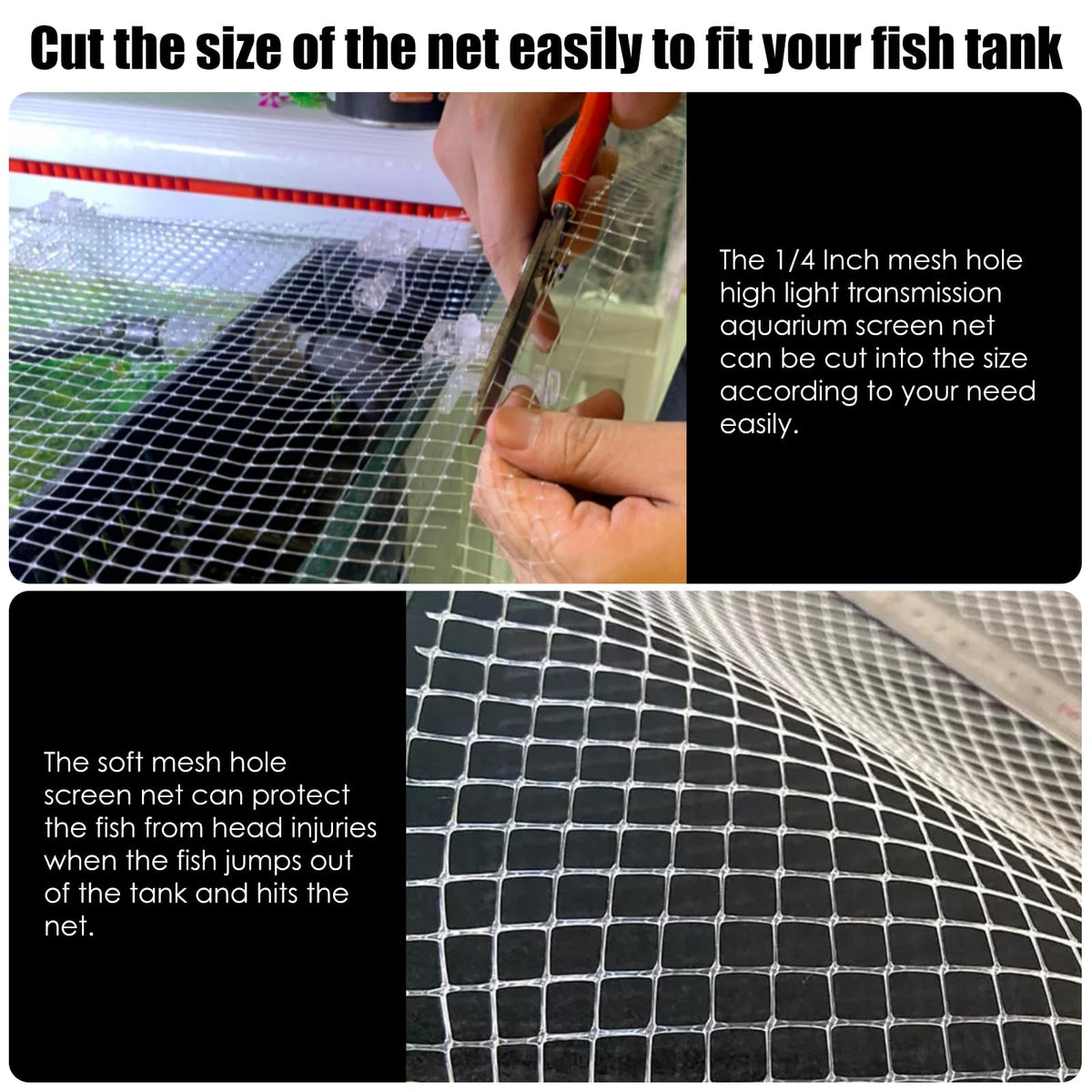 Transparent Mesh Aquarium Lid Cover 5.12 Feet X 3.37 Feet B31010