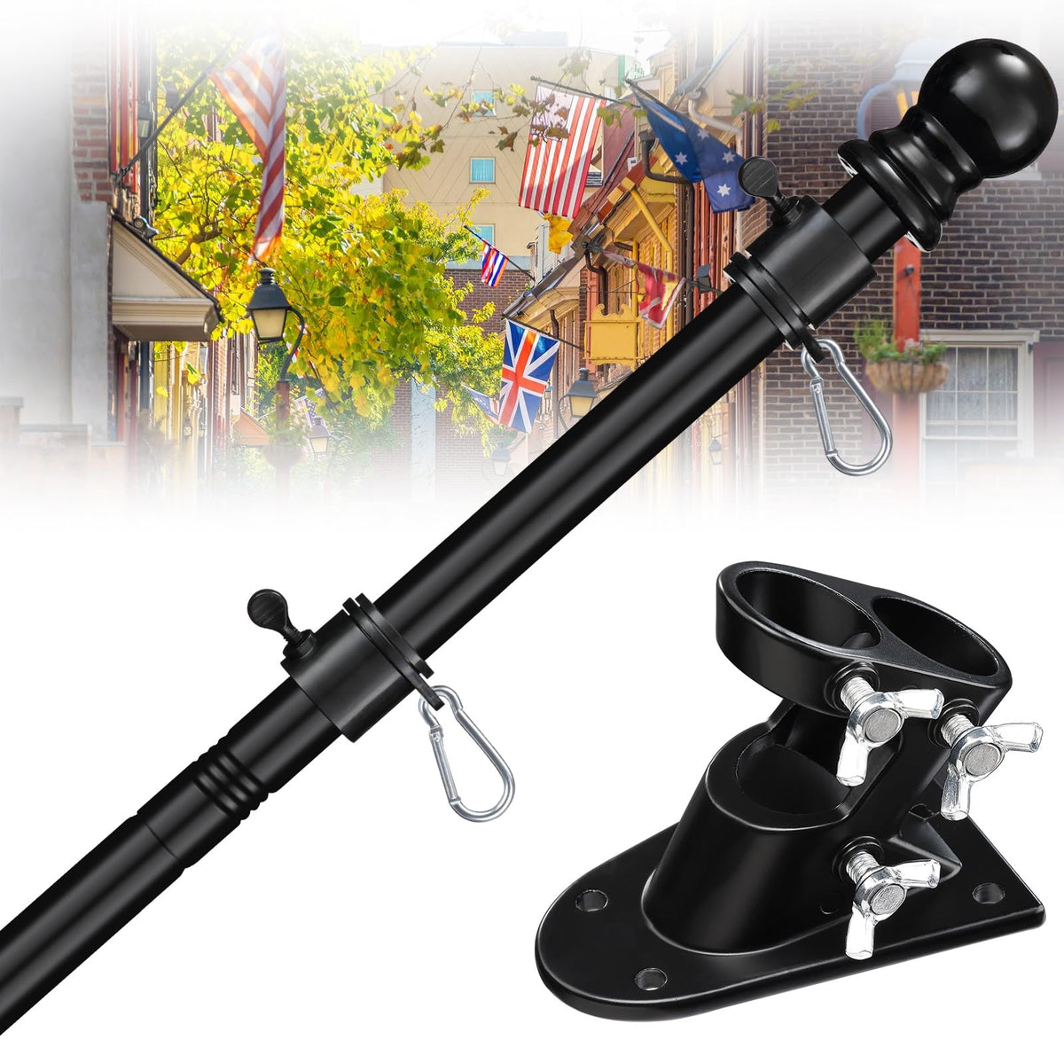 5ft Stainless Steel Flag Pole Kit with Bracket A2195