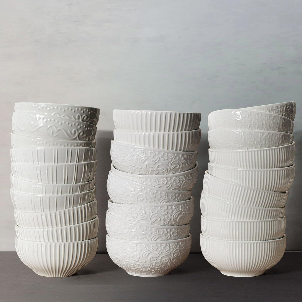 White 26 oz Ceramic Soup Bowls Set of 4 T1507