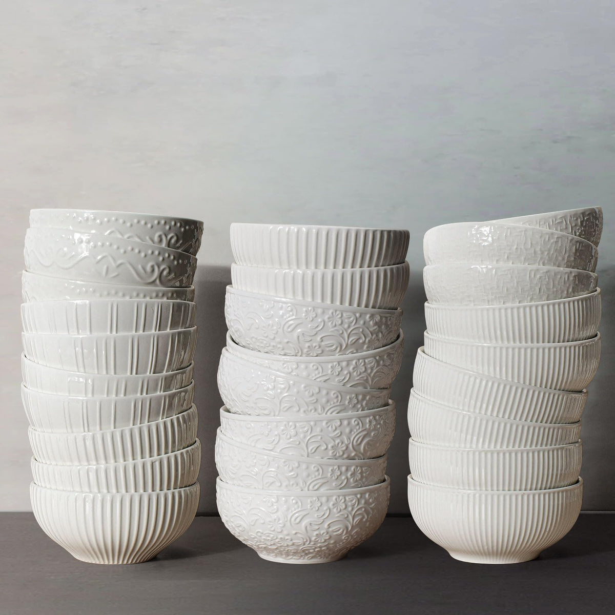 White 26 oz Ceramic Soup Bowls Set of 4 T1507