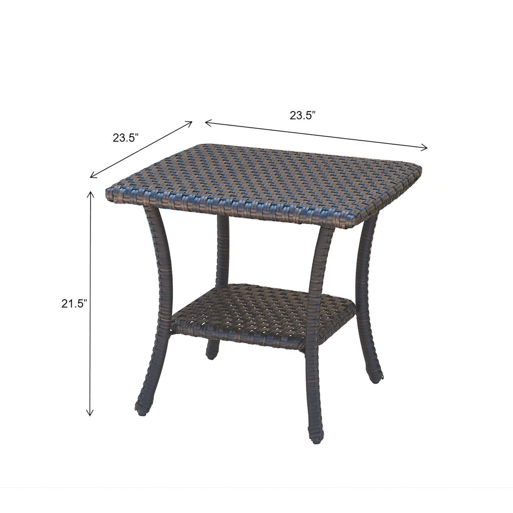 Brown Wicker Rattan 2-Tier Outdoor Coffee Table U30513