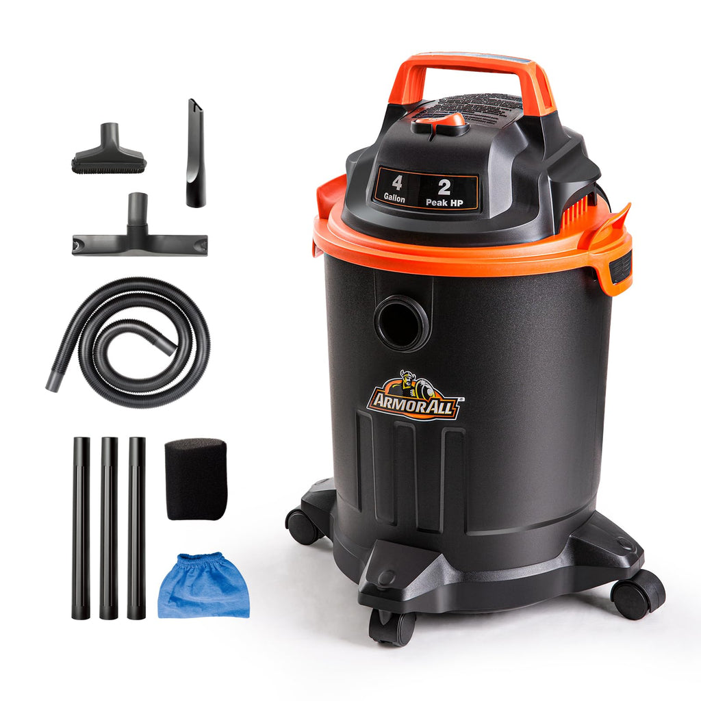 4 Gallon Wet/Dry Vac 2.0 Peak HP Shop Vacuum with Nozzles & Brush J7882