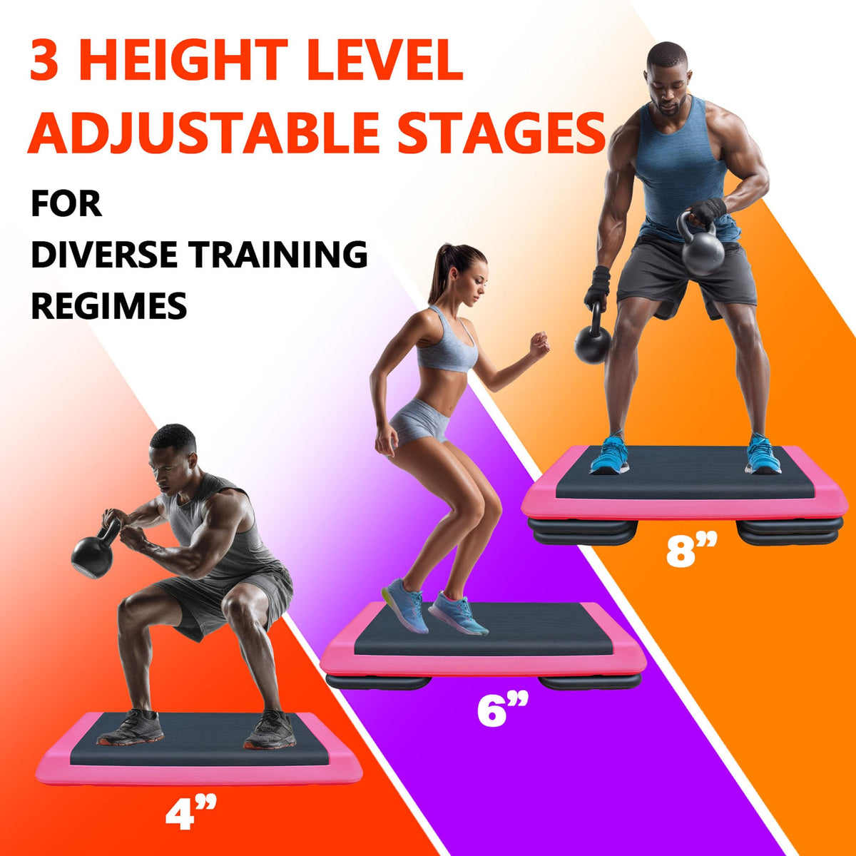 43" Adjustable Aerobic Step Platform with 4 Risers, 550 LBS Capacity Z52088