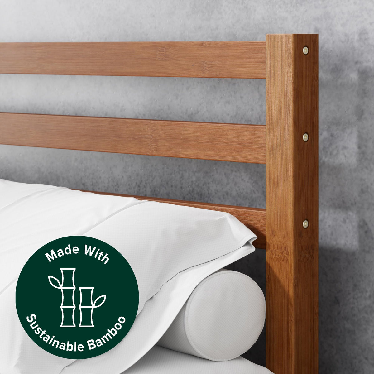 Twin Bamboo Platform Bed Frame with Headboard J758