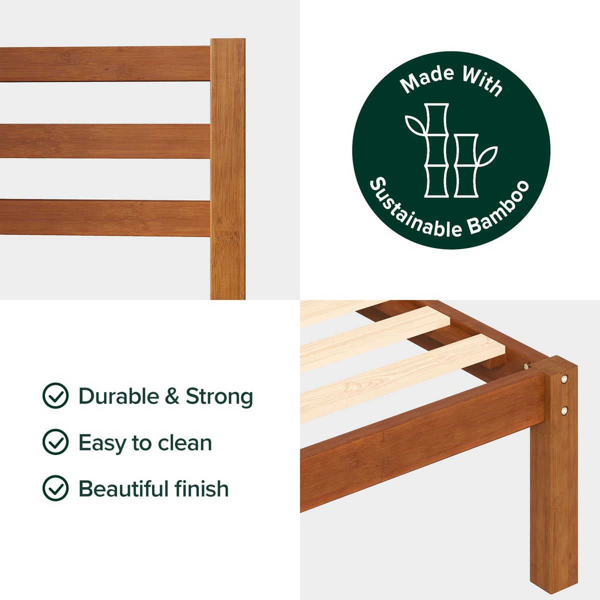 Twin Bamboo Platform Bed Frame with Headboard J758