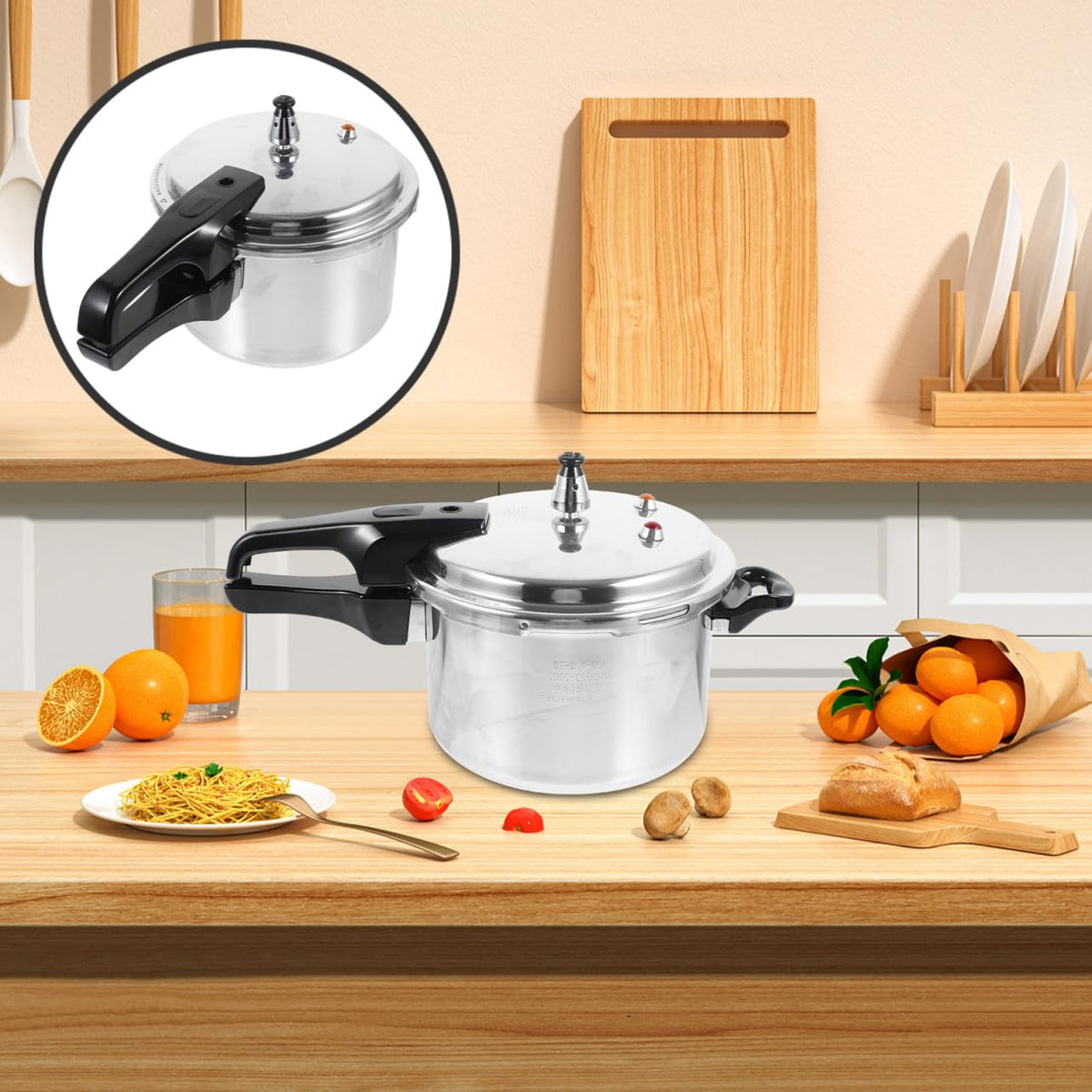 Silver 4l Aluminum Alloy Stovetop Pressure Cooker T1651