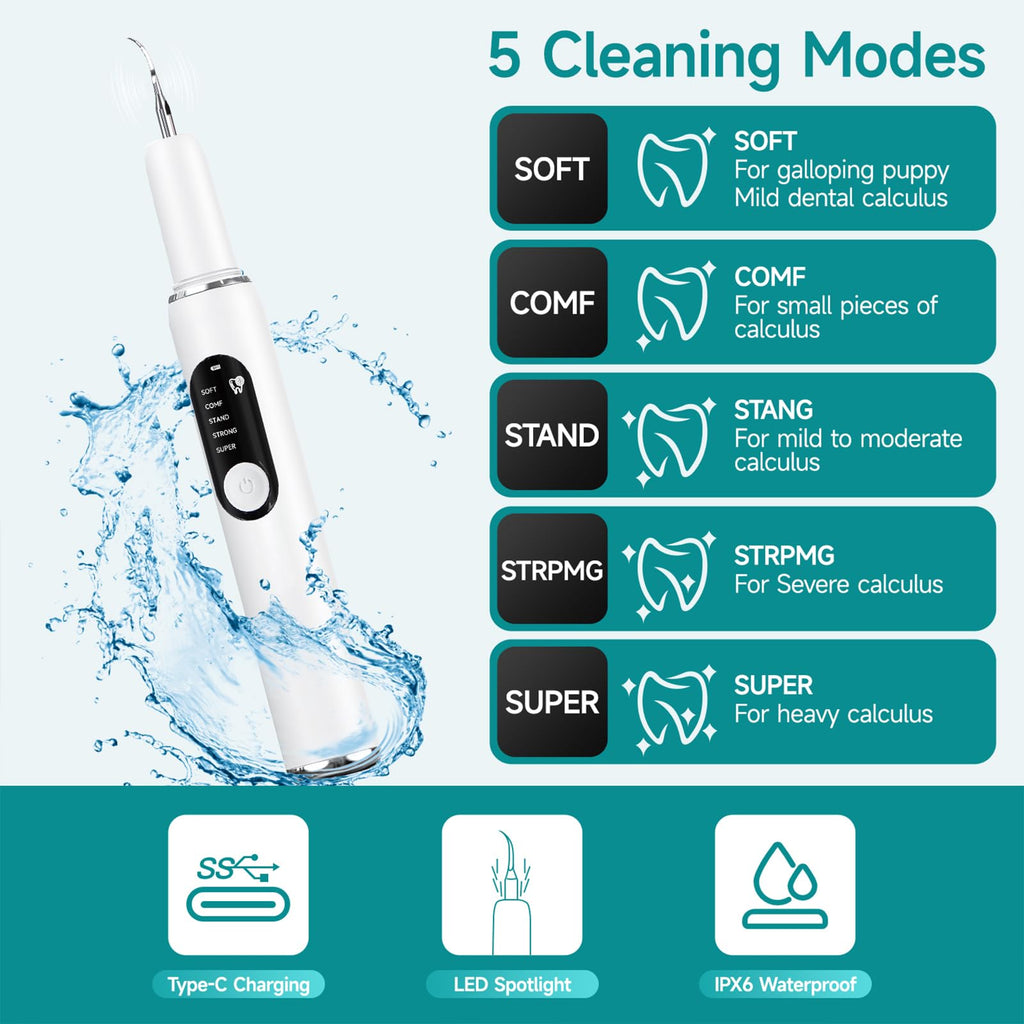 White Dog Teeth Cleaning Kit with LED Light D569376