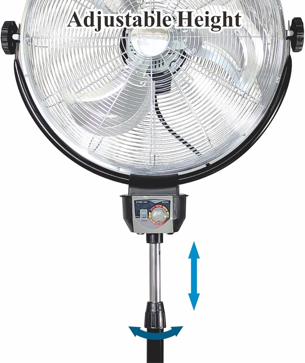20" 3-Speed Metal Oscillating Stand Fan with Chrome Grill A159484