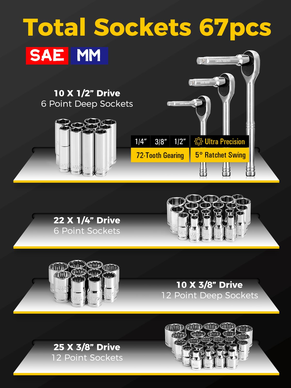203-Piece SAE/Metric Mechanics Tool Set V618534
