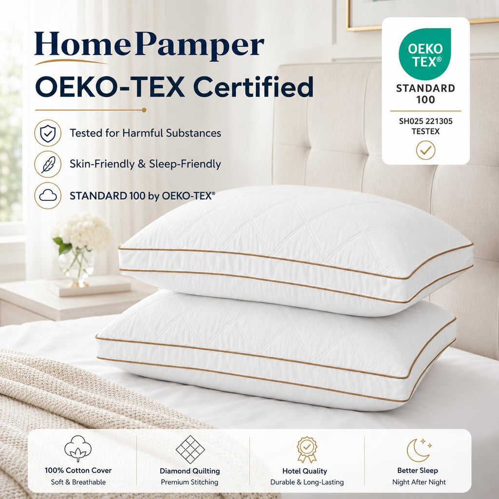 King Size Set of 2 White Cotton Bed Pillows G312438