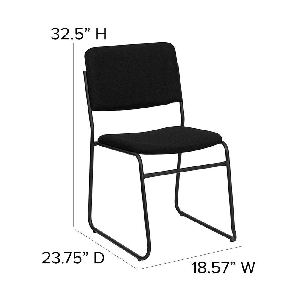 Black Fabric Stackable Chair with Sled Base H1593