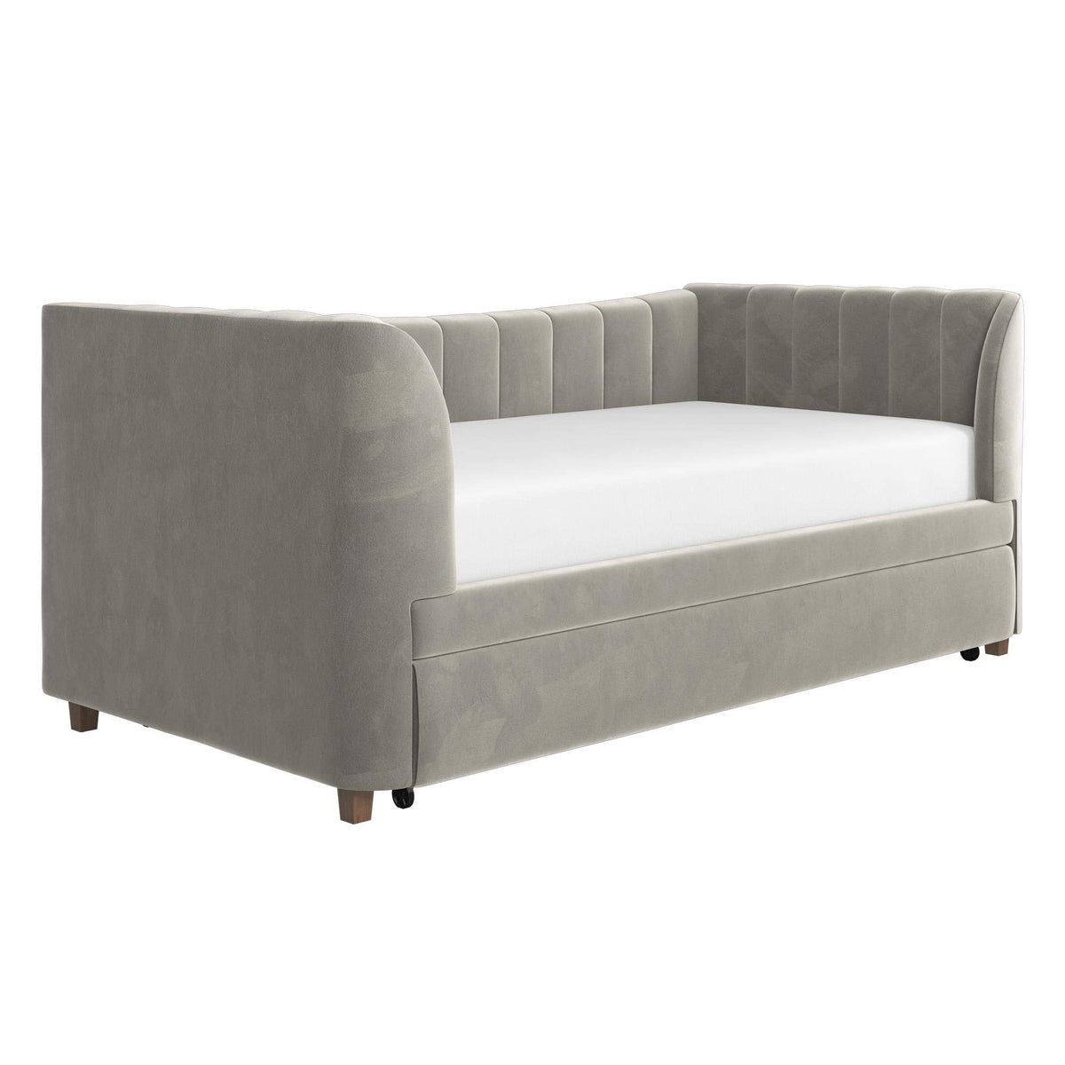 Gray Velvet Twin Upholstered Daybed with Trundle X62079