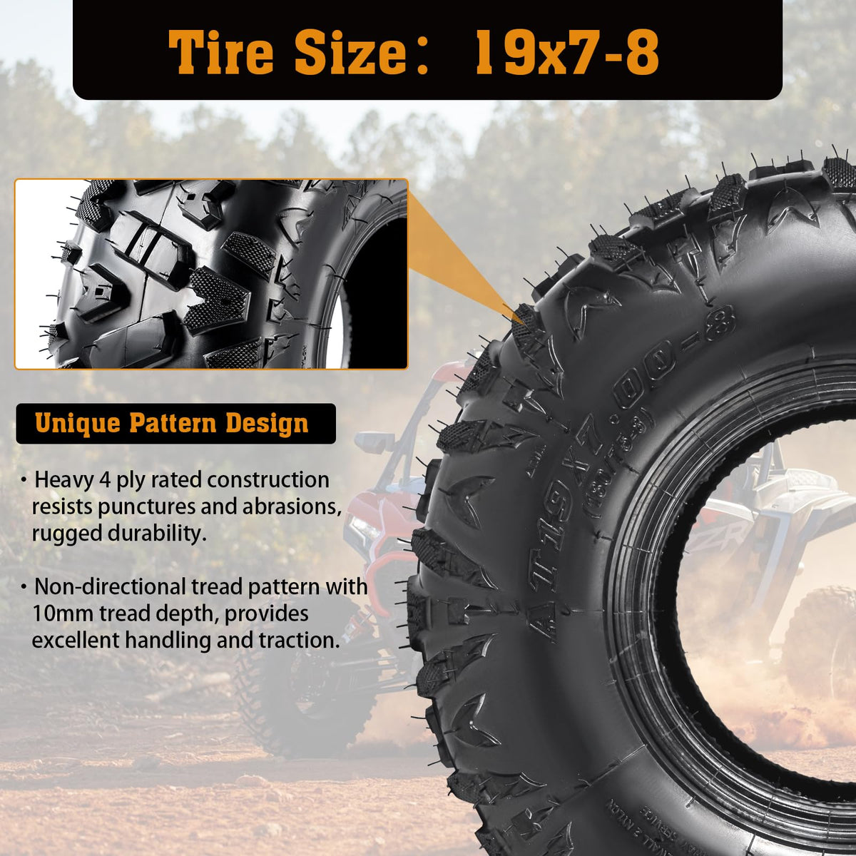19x7-8 All-Terrain ATV UTV Tires 2 PCS O437