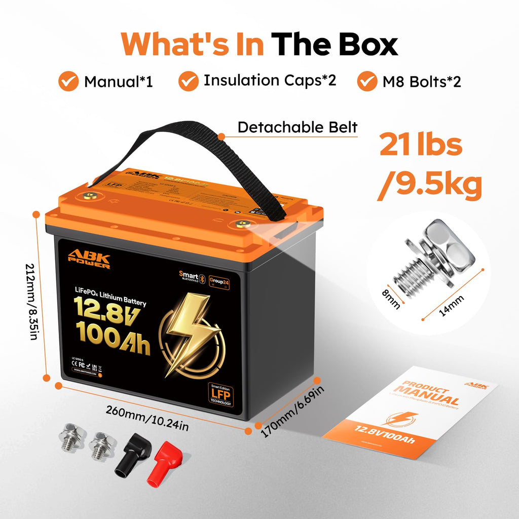 12V 100Ah LiFePO4 Lithium Battery with Bluetooth Monitoring & Low-Temp Protection D822