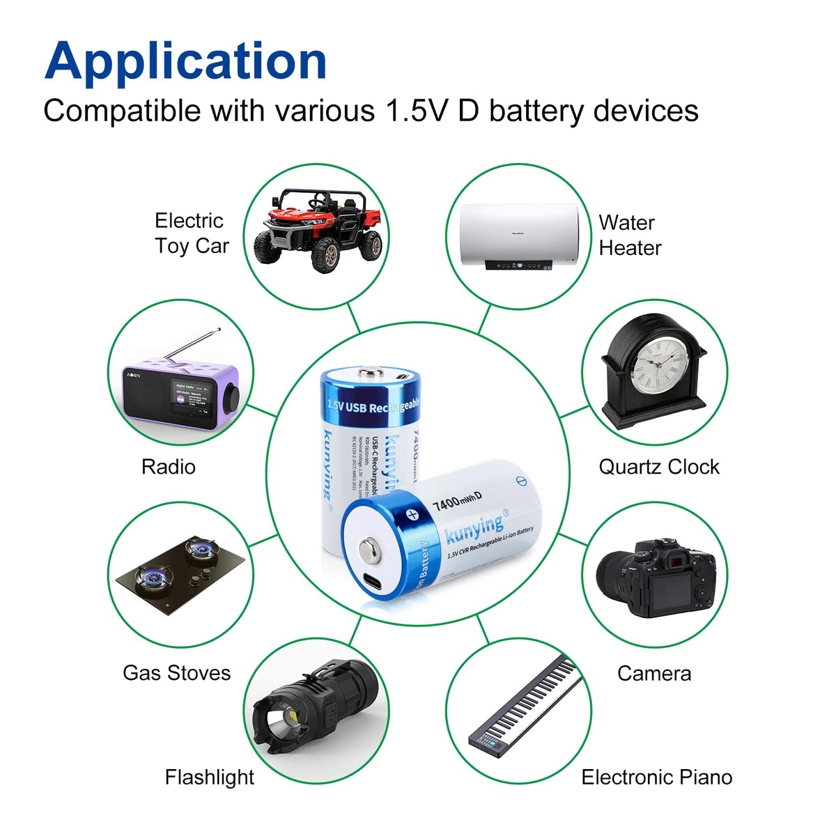 8 Pack Rechargeable Lithium D Cell Batteries E54961