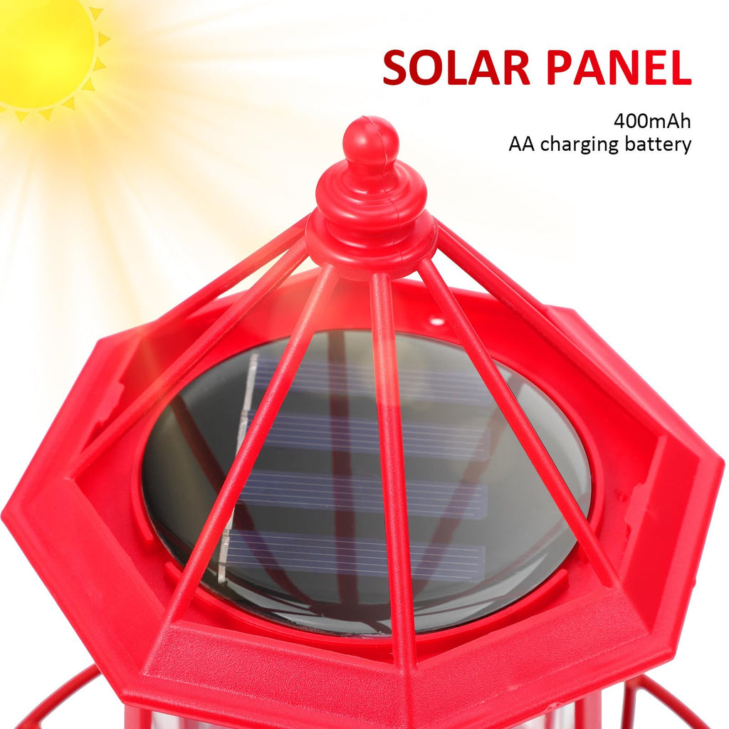 Solar Lighthouse Rotating Beacon Light Red Iron G604540