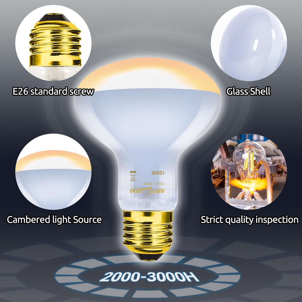 Dual Reptile Light Fixture & 100W Basking Spot Light with 26W UVA UVB Bulb Combo Pack I58502