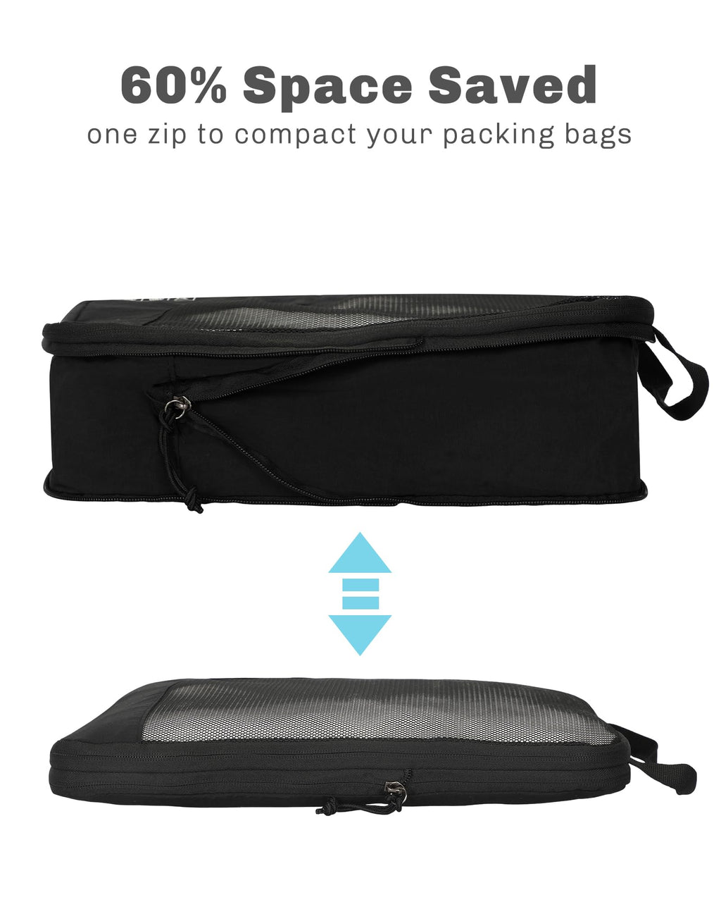 Rolling Backpack with Wheels 43L 17 inches Laptop Jet Black 6PC Packing Cubes U62580