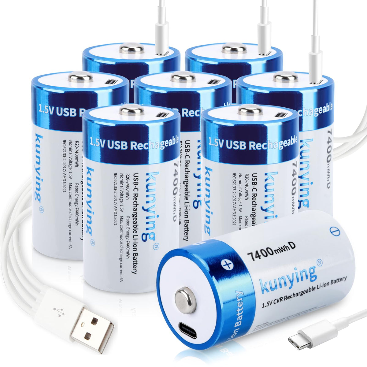 8 Pack Rechargeable Lithium D Cell Batteries E54961