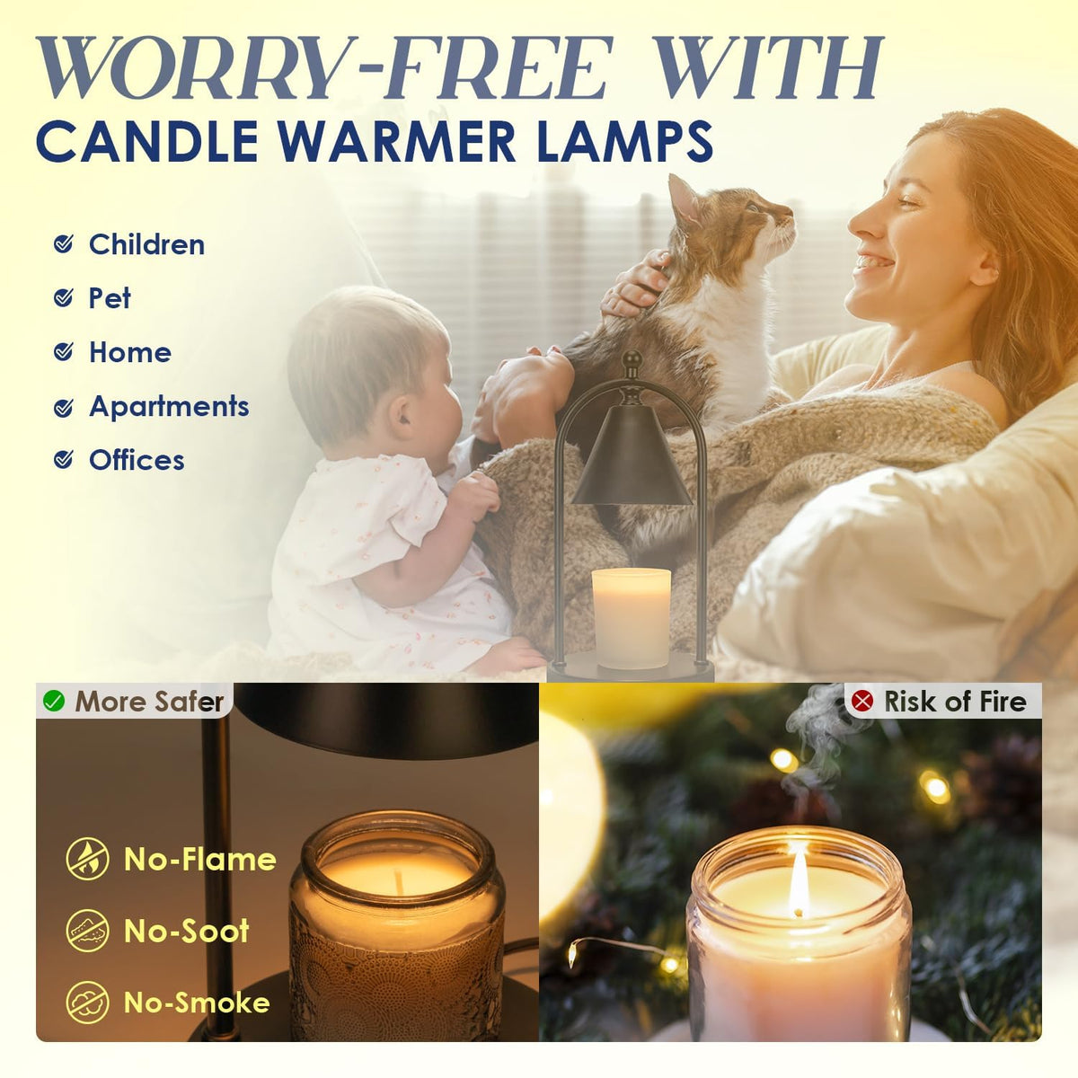 Black Candle Warmer Lamp with Timer S847862