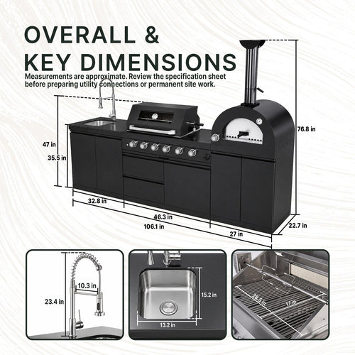 106" Propane BBQ Grill with Pizza Oven A87748