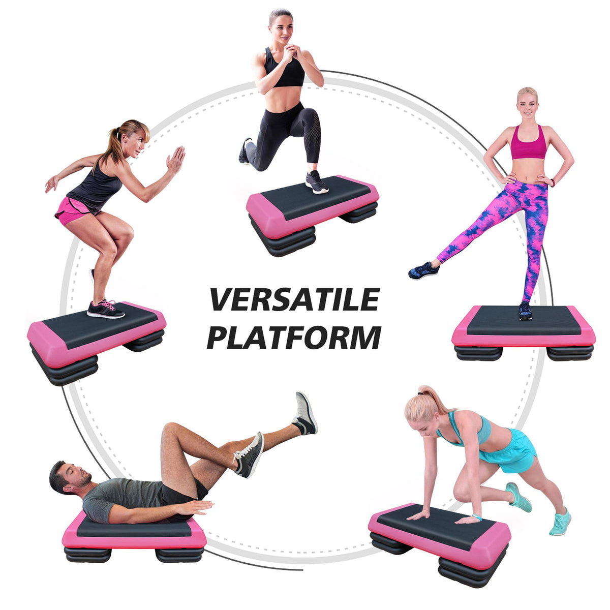 43" Adjustable Aerobic Step Platform with 4 Risers, 550 LBS Capacity Z52088