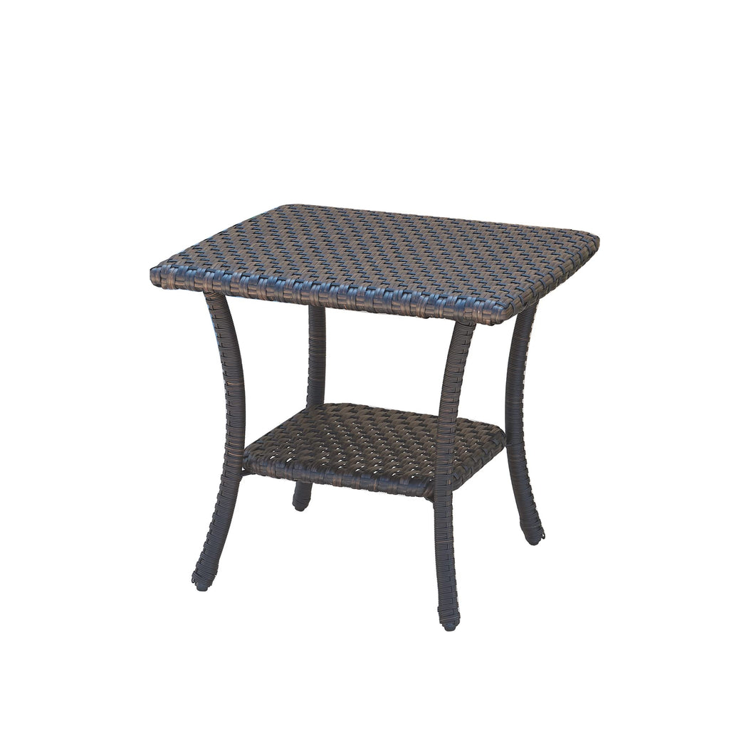 Brown Wicker Rattan 2-Tier Outdoor Coffee Table U30513