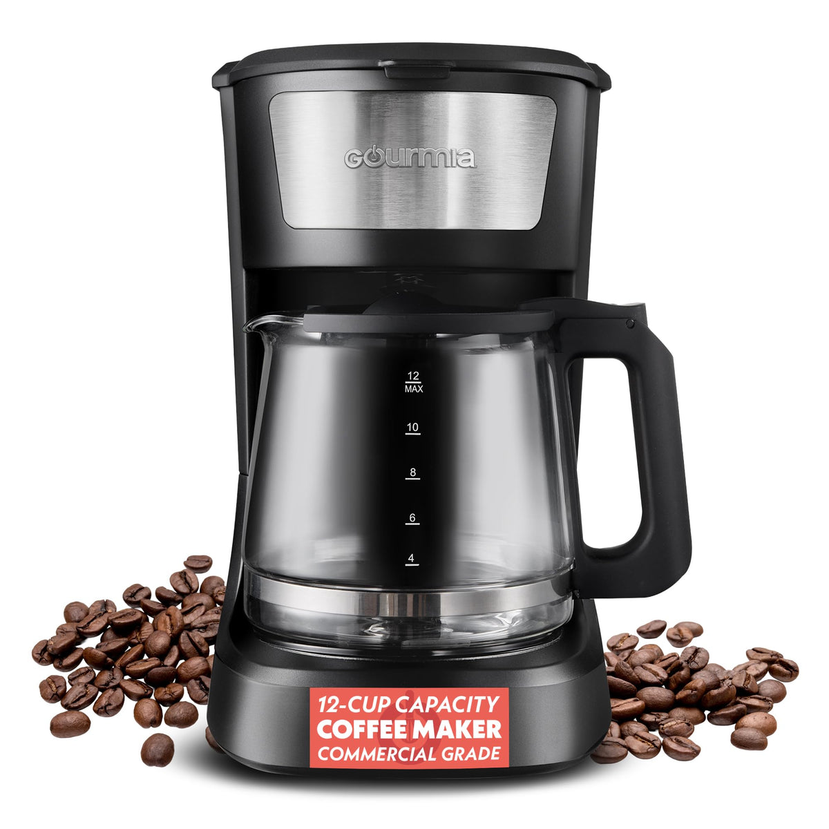 12 Cup Black Glass Carafe Drip Coffee Maker B13796