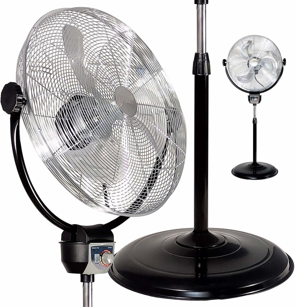 20" 3-Speed Metal Oscillating Stand Fan with Chrome Grill A159484
